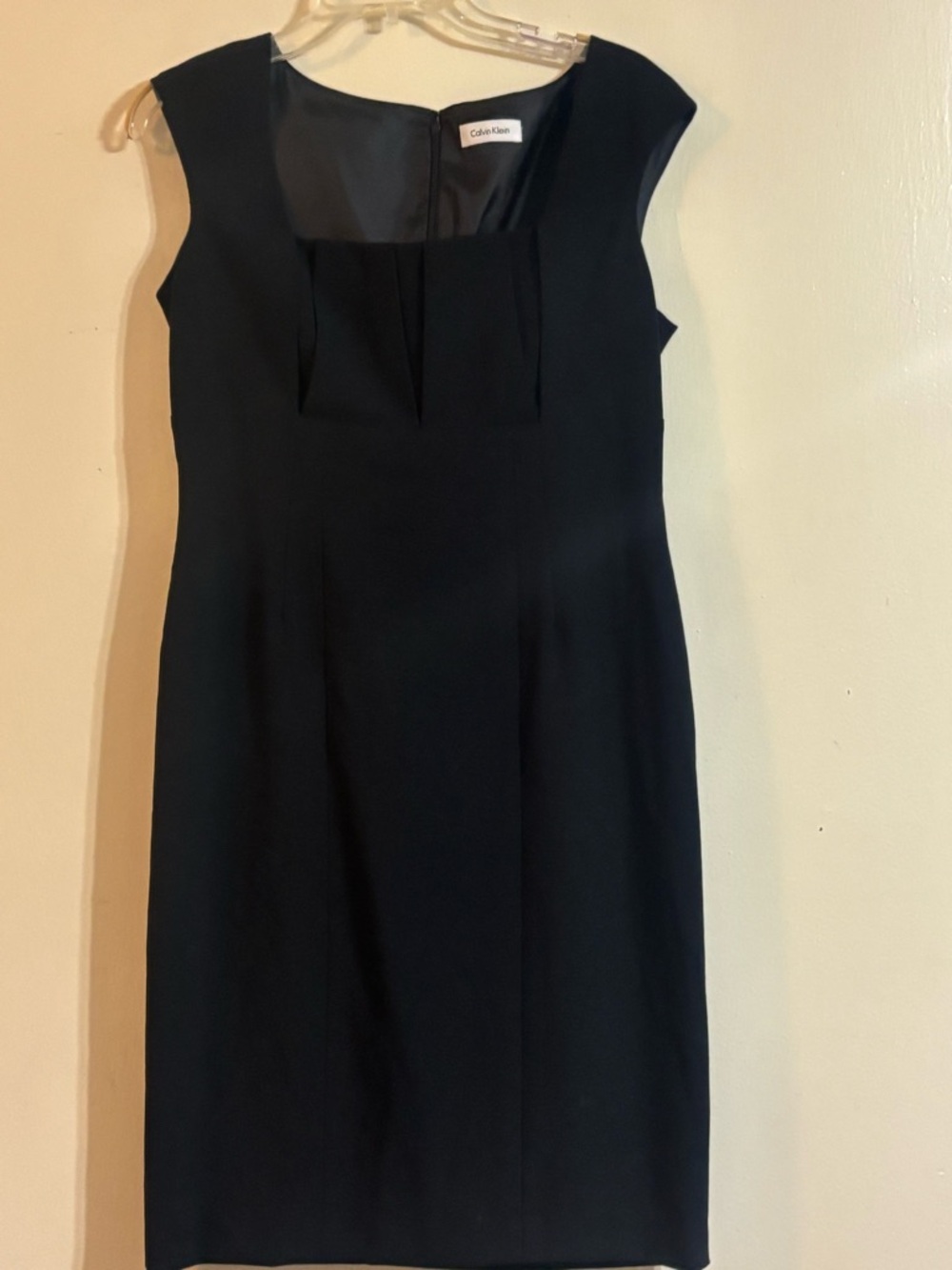 Calvin Klein Black Cap-Sleeve Sheath Midi Dress With Flattering Square Neck